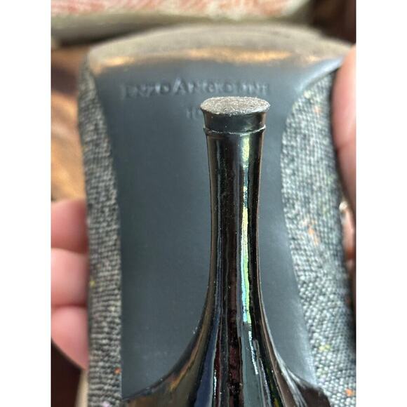 Vintage Enzo Angiolini Women tweed Fringe Leather High Pump Heels Size 10 - Picture 6 of 11